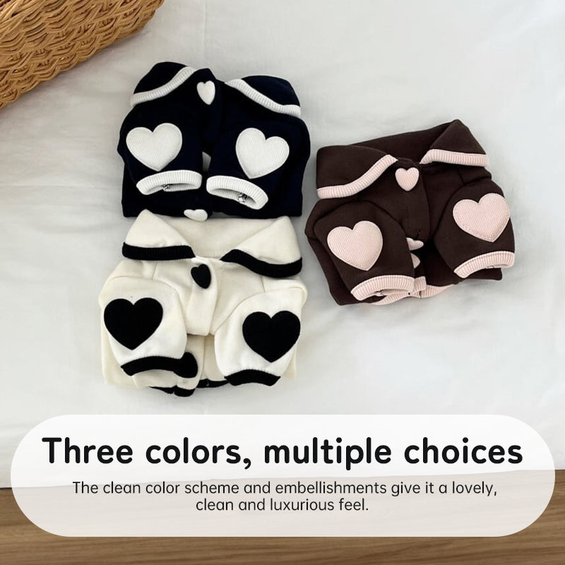 Heart-Print Plush Dog Onesie
