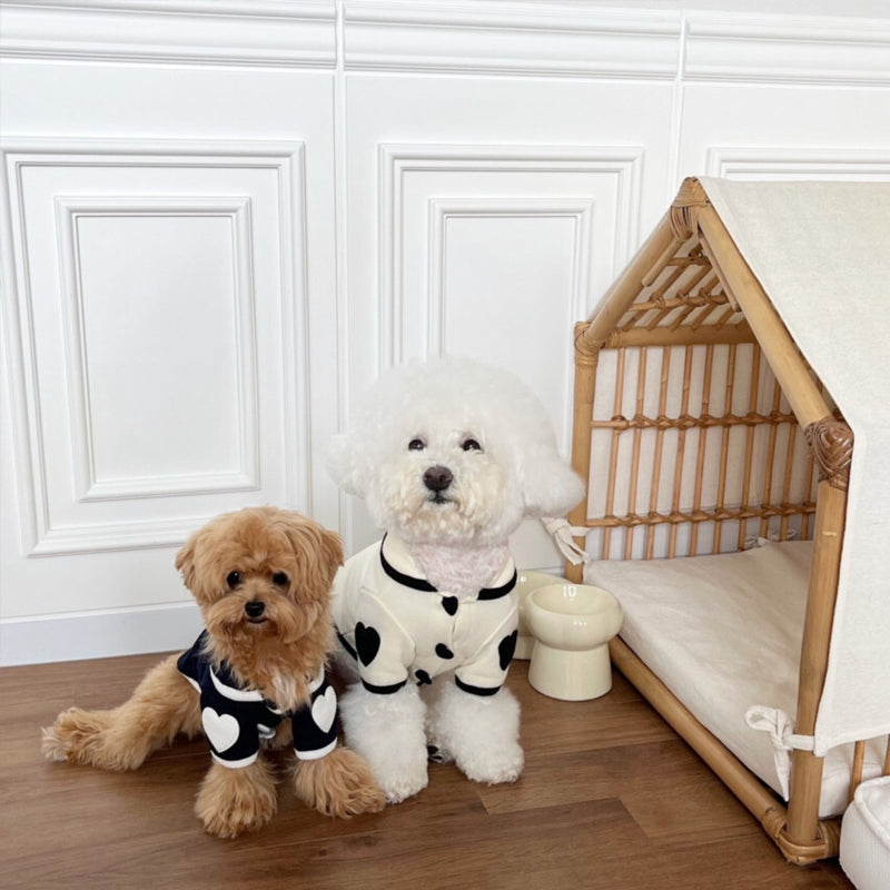 Heart-Print Plush Dog Onesie