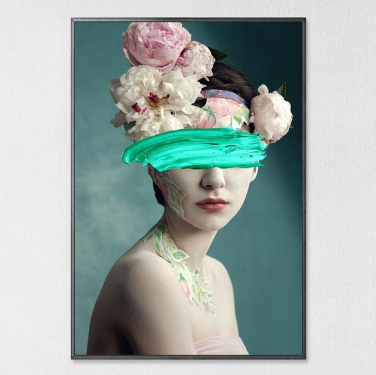 Modern Floral Feather Woman Abstract