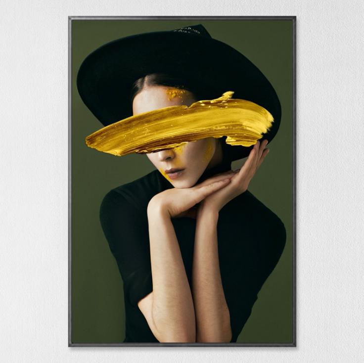 Modern Floral Feather Woman Abstract