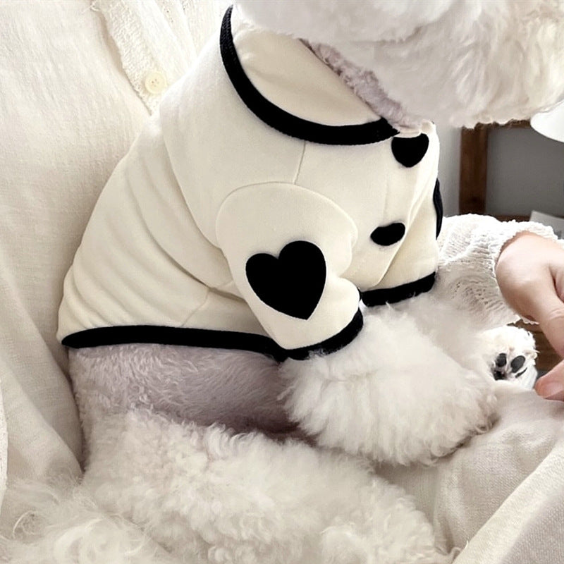 Heart-Print Plush Dog Onesie