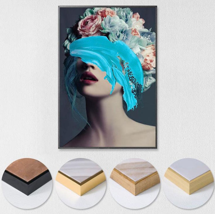 Modern Floral Feather Woman Abstract