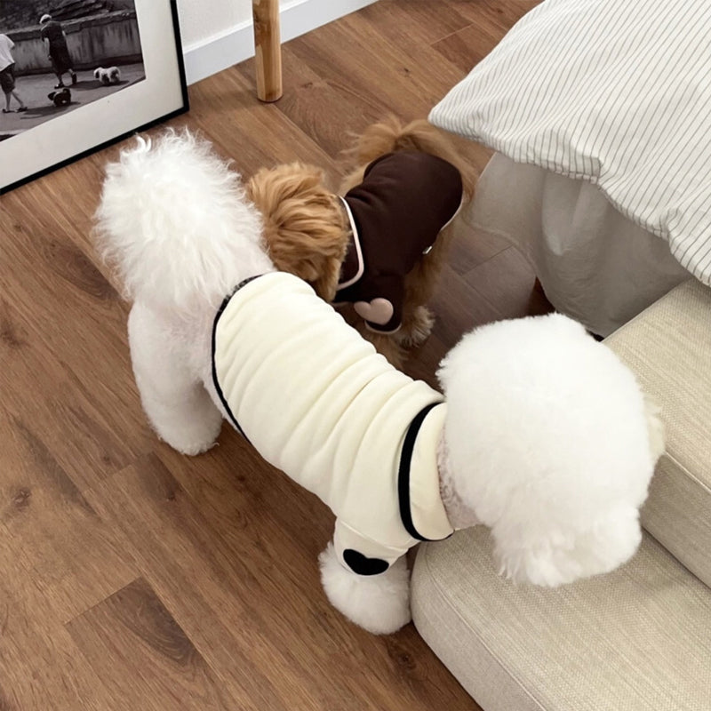 Heart-Print Plush Dog Onesie