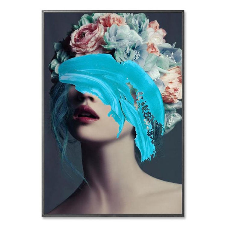 Modern Floral Feather Woman Abstract