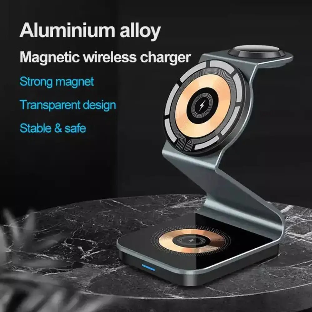 3 in 1 Transparent 15W Magnetic Wireless Charger